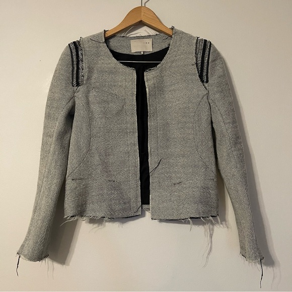 IRO Amina gray tweed chain detail pretty  moto wool blazer 0 - Picture 1 of 11